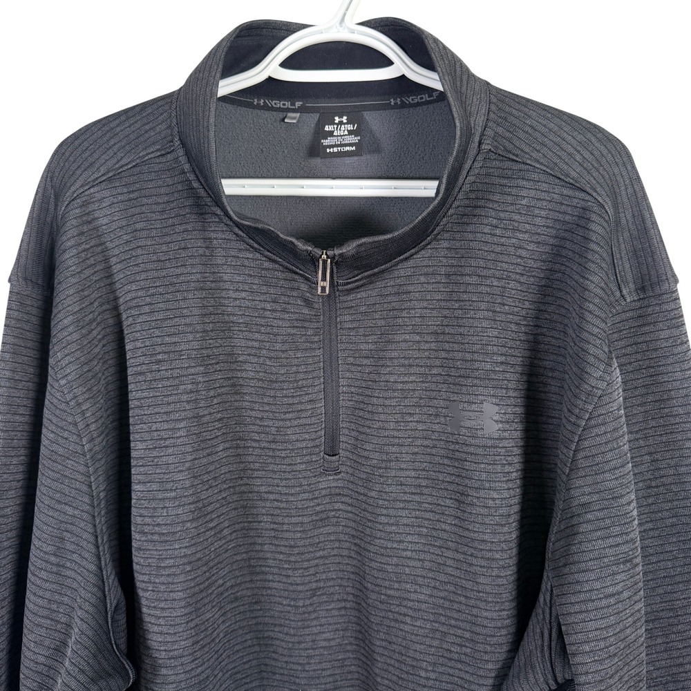 Under Armour Storm Golf Pullover 1/4 Zip  Mens 4XLT Gray Striped Ribbed Stretch